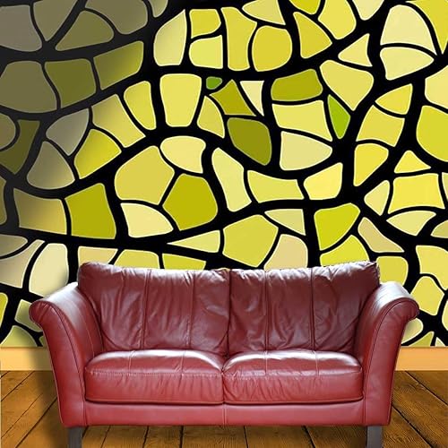 Miniatura 3 de Papel tapiz para pared de sala de estar, papel tapiz amarillo para decoración de mosaico, para dormitorio, no necesita pegamento adicional (Ancho)