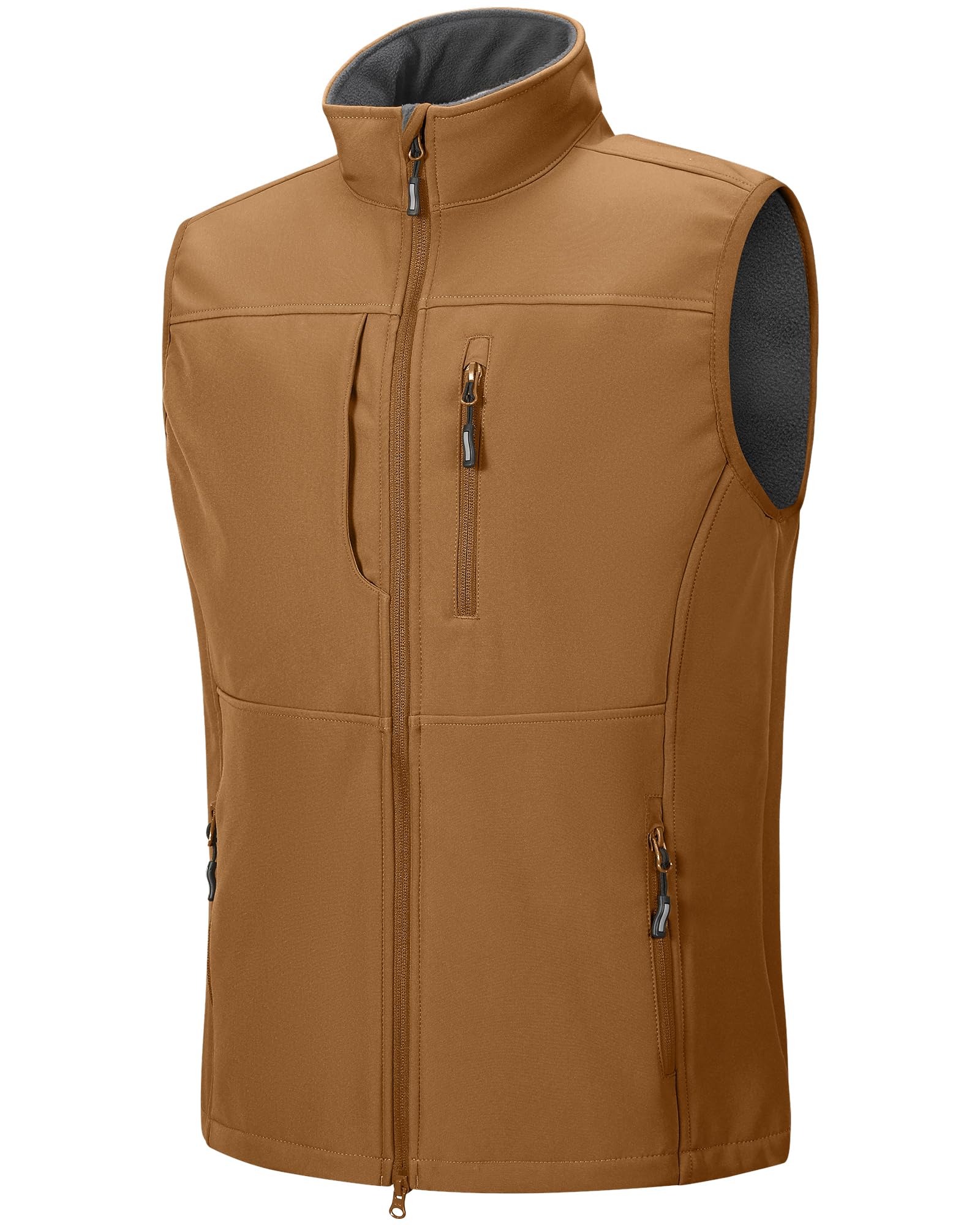 Outdoor Ventures Gilet softshell pour homme, imperméable, coupe-vent, sans manches, sportif, plusieurs poches, body chaud, gilet softshell pour homme