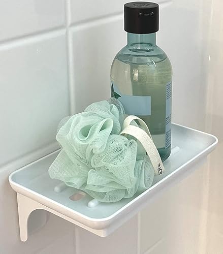 Miniatura 7 de McLee Creations Wonder Shelf - Estante pequeño autoadhesivo de plástico para pared de baño, se adapta sobre el soporte de papel higiénico, diseñado