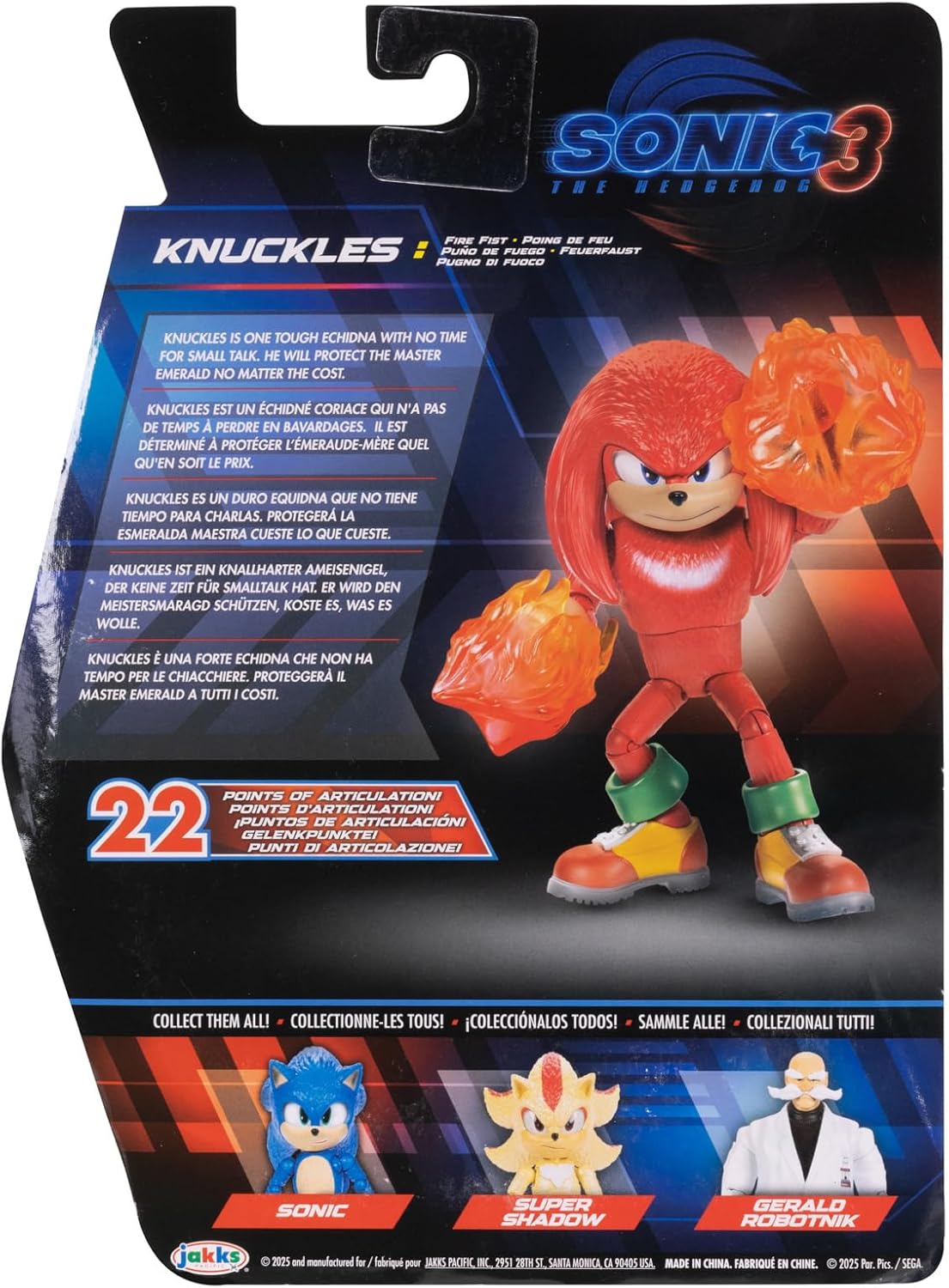 Sonic 3 The Hedgehog The Movie - 5" Knuckles Action Figure - Articulated Figure - Jakks Pacific
