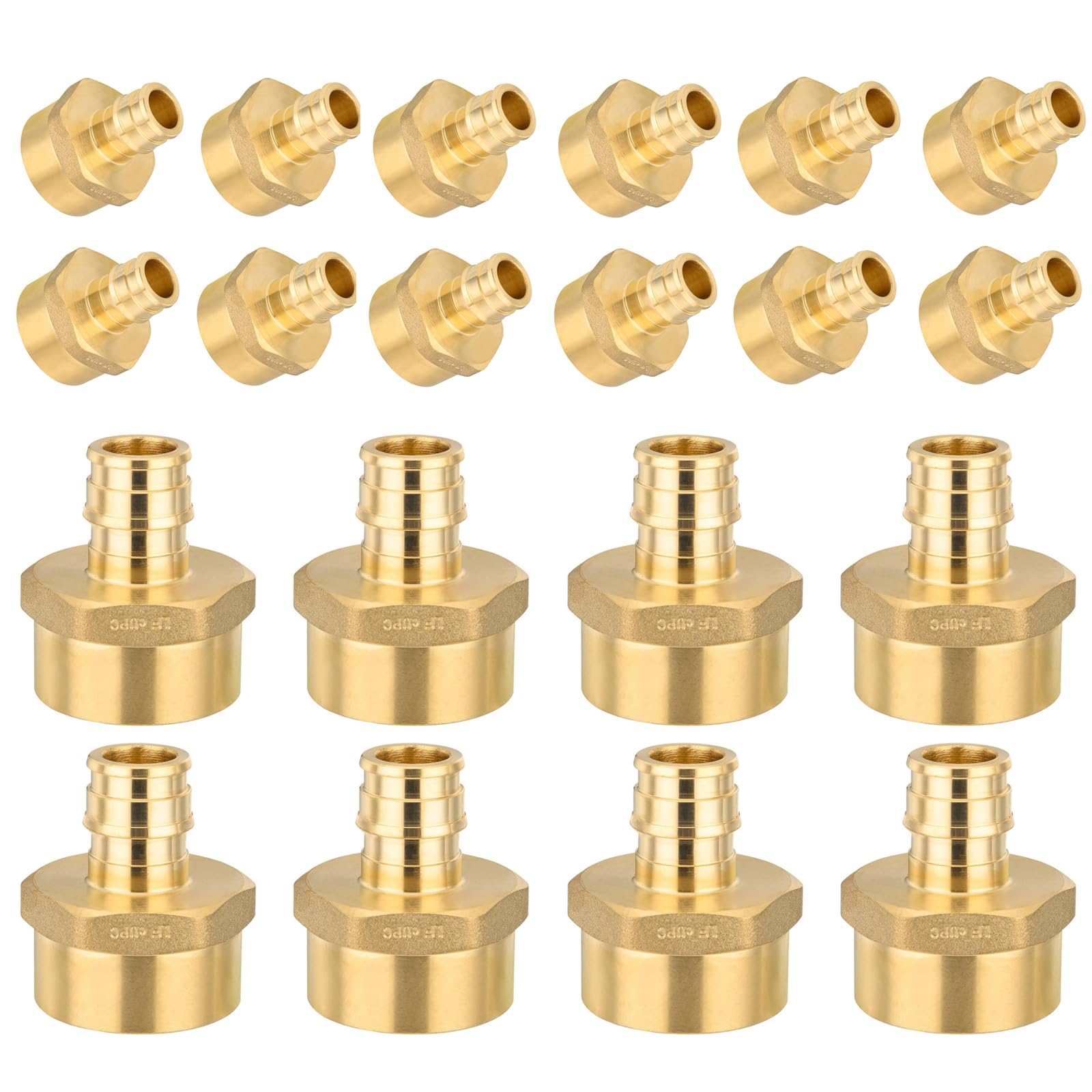 Paquete de 20 accesorios PEX-A, adaptador NPT hembra Pex de 1/2 pulgada x 3/4 pulgadas, accesorios de adaptador roscado hembra de expansión PEX para tubos Pex A, ASTM F1960