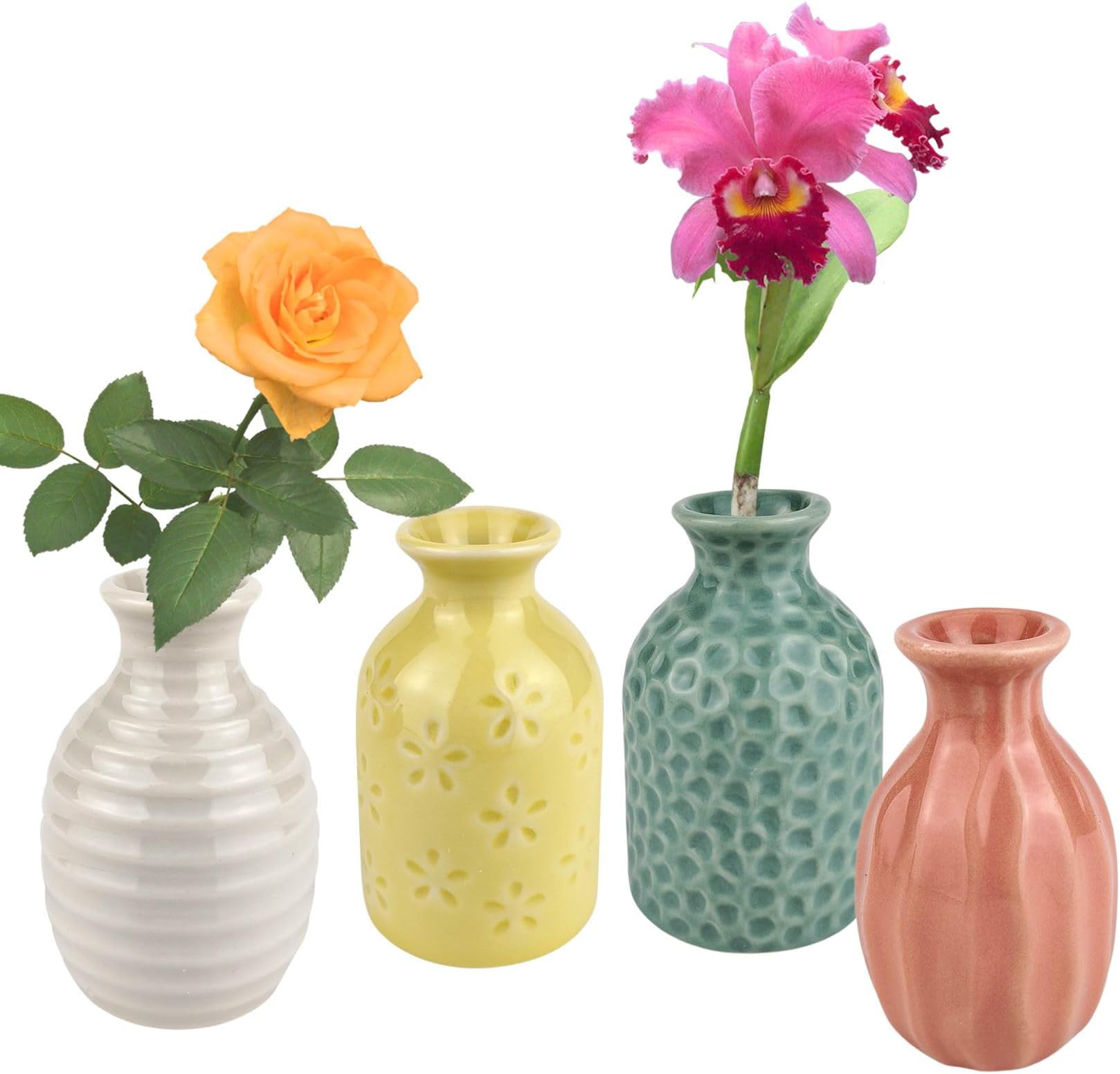 4 Pcs Small Ceramic vase Decoration Set, Suitable for Home Office Desktop Decoration, Small vase