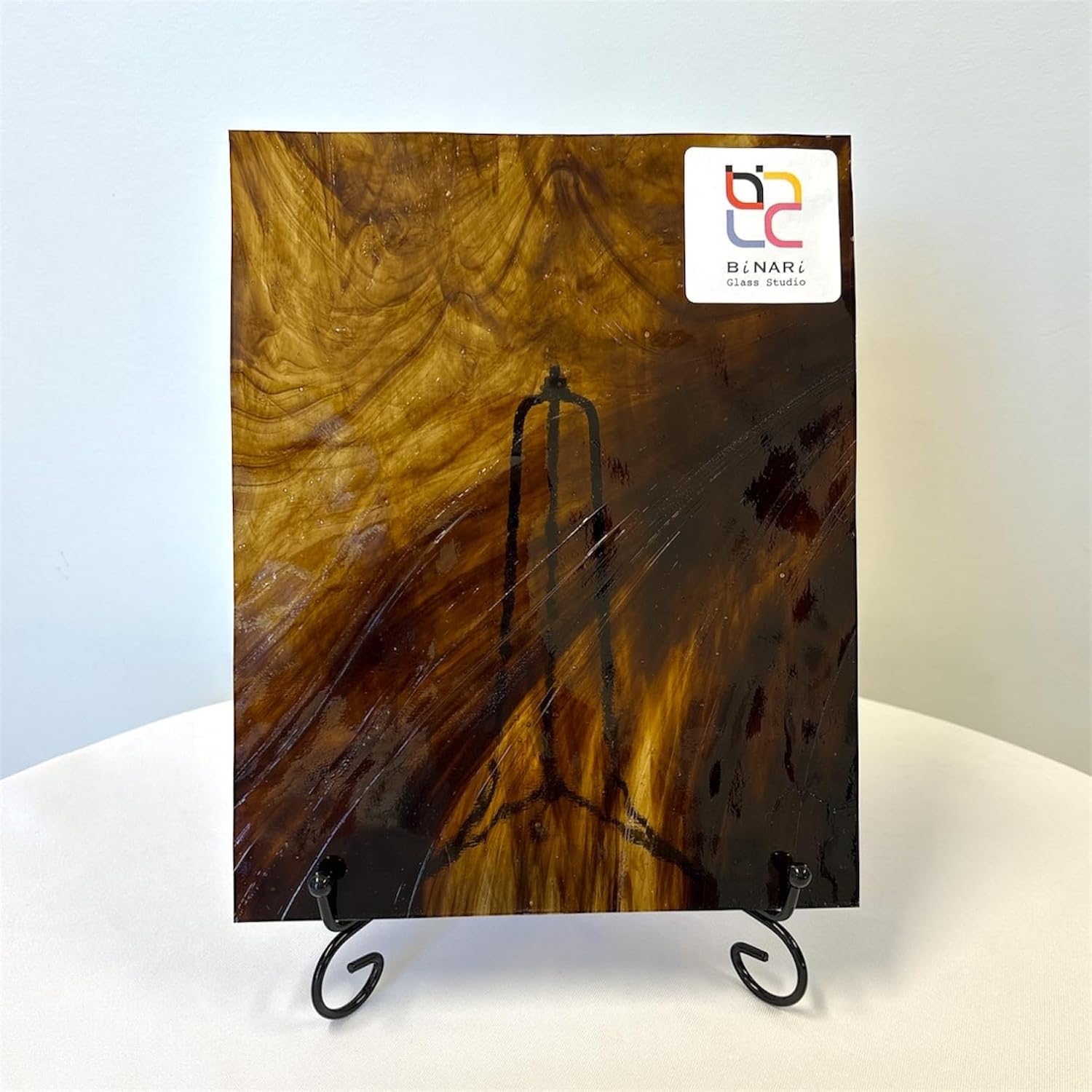 Wissmach Stained Glass Sheet and Mosaic Glass: Dark Amber and Brown, Streaky LL-Density (8"x6"-1 Sheet) by BiNARi Glass Studio