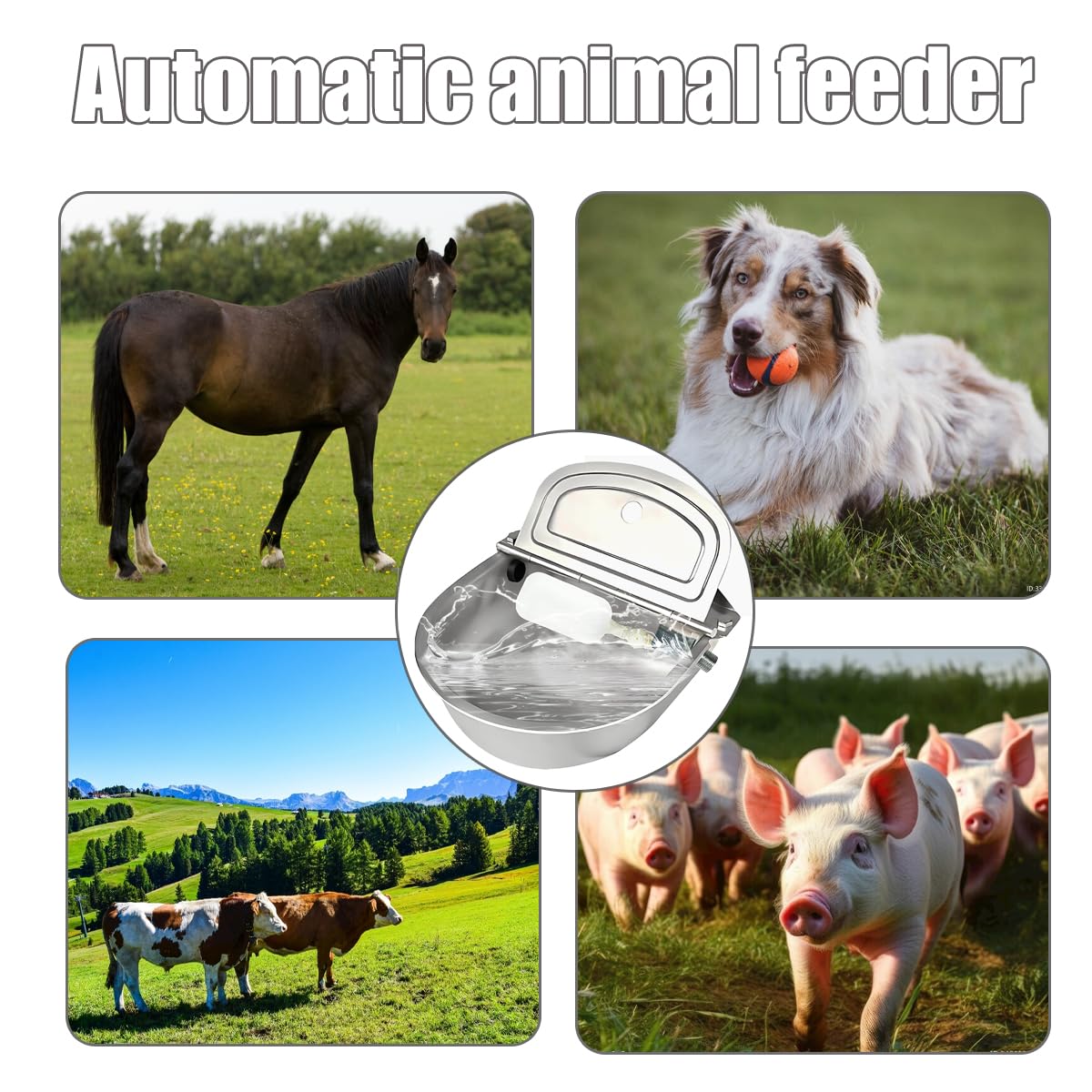 Distributore automatico di acqua per cani Dispenser di grande capacità per cani in acciaio inox Outdoor Pet Waterer Feeder, mangiatoia esterna per pollame, capre, piccoli bestiame