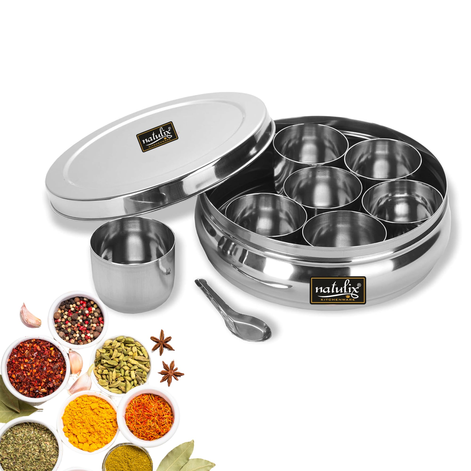 Stainless Steel Spice Box - NATULIX Masala Container -1