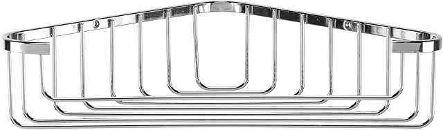 Croydex QM265941 Chrome Wall Mounted Corner Shower Basket for Bathroom, 5 Year Rust Free Guarantee, Silver
