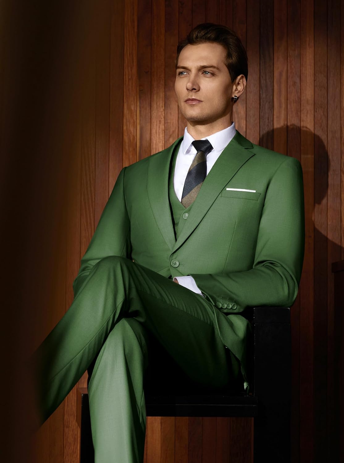 WULFUL Men’s Slim Fit Suit One Button 3-Piece Blazer Dress Business Wedding... - Picture 35 of 257