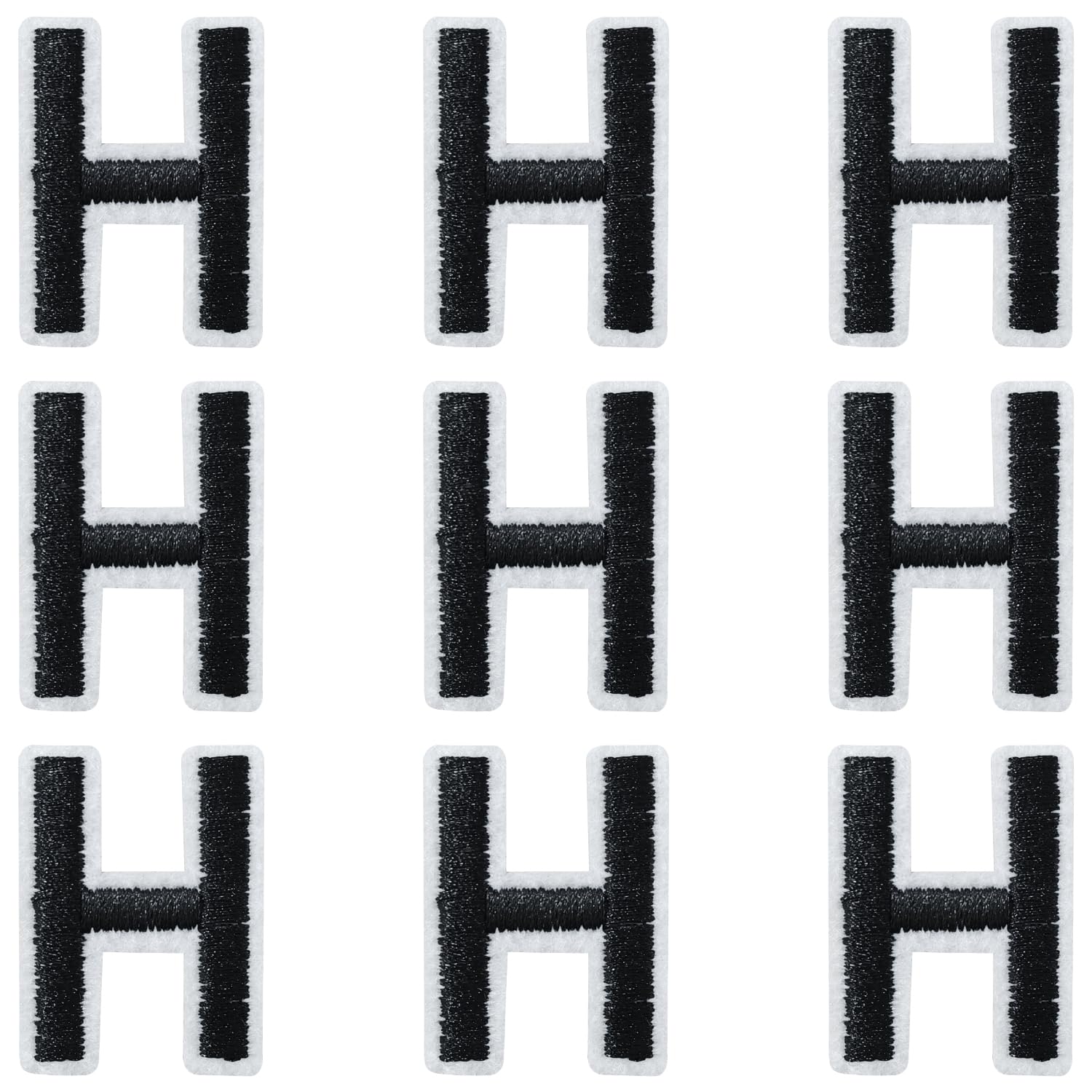 IANZE 9PCS Iron on Letter Patches, Black Letter H Patches Embroidered Letter Patch for Clothing, Jeans, Hats, T-Shirts, Backpacks, Etc. (Black-H)