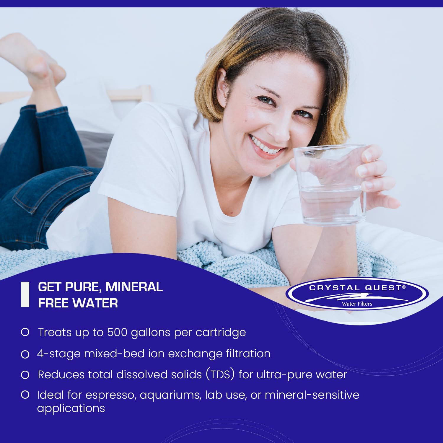 Crystal Quest Demineralizer (DI) Water Filter Pitcher Cartridge – Advanced Filtration for Clean, Healthy Water, Removes Contaminants, Long-Lasting, Easy Installation, 500 Gallons Capacity [Pack of 4]