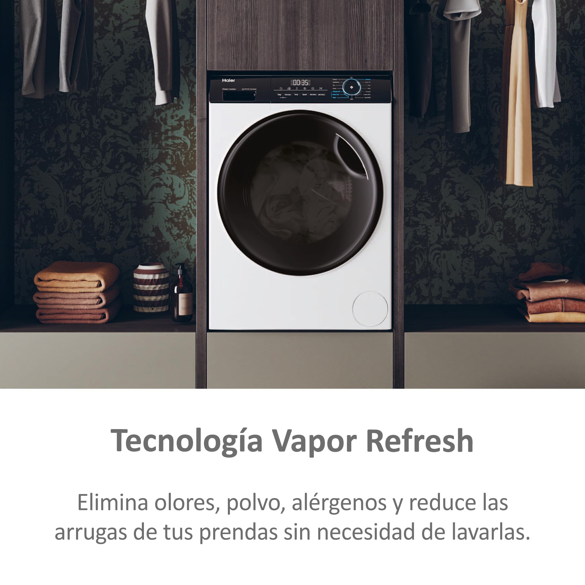 Haier I-Pro Series 3 HWD90-B14939-IB - Lavadora Secadora, Capacidad 9 kg + 6 kg, Motor Direct Motion, ABT, Refresh, Fin Diferido, Detector Kg, Libre Instalación, 60CM Ancho, 1400 RPM, Blanco