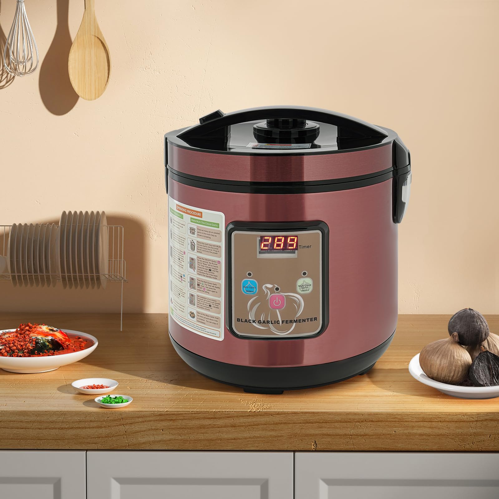 Automatischer Knoblauchfermenter Schwarzer Knoblauch Professioneller Fermenter 5L für Joghurt Natto und Kimchi mit intelligentem Temperaturprogramm 50-85°C