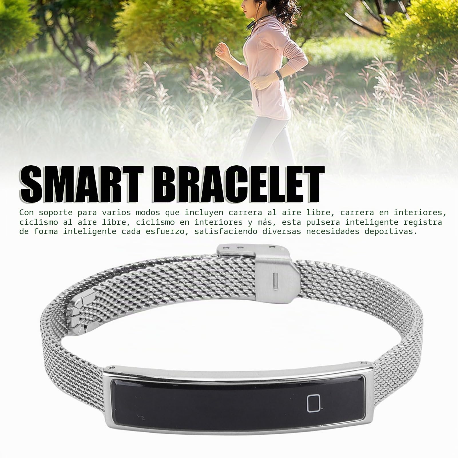 Pulsera Inteligente, Rastreador Actividad Física con Frecuencia Cardíaca/Sangre/oxígeno/Monitor Sueño/podómetro, Pulsera Salud Inteligente Aplicación para Mujeres y Hombres (Silver)