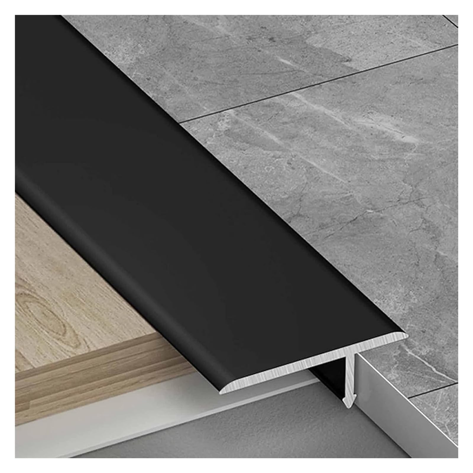 Perfil De Transición, Tapajuntas Suelo, Barra de umbral for pisos de madera y baldosas, moldura de borde for pisos laminados, tira de remate for tablones/juntas de piso(Black)