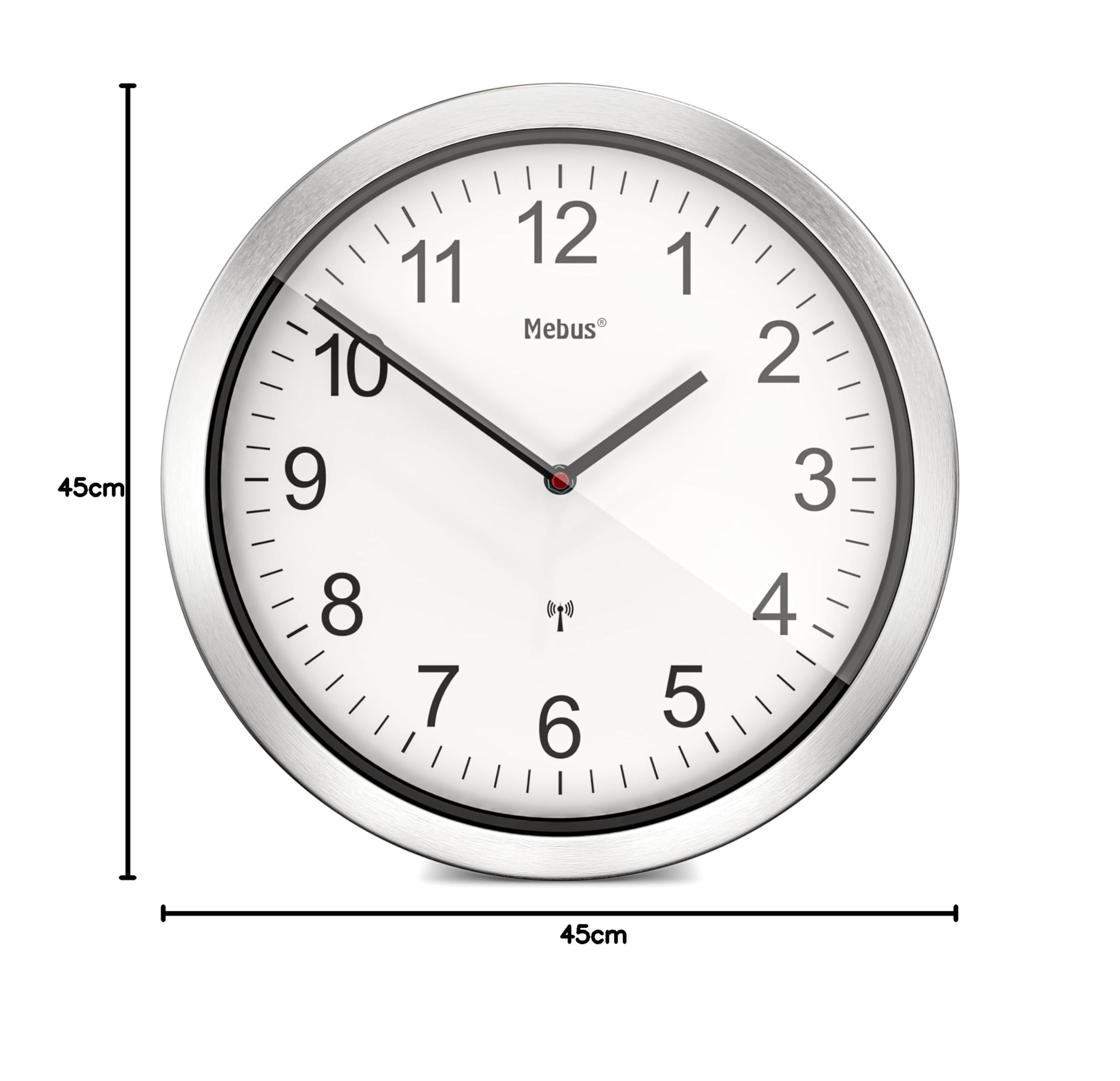 Reloj de Pared Extragrande, tamaño XXL, Radio, silencioso, sin segundero, Esfera Blanca, 45 cm de diámetro