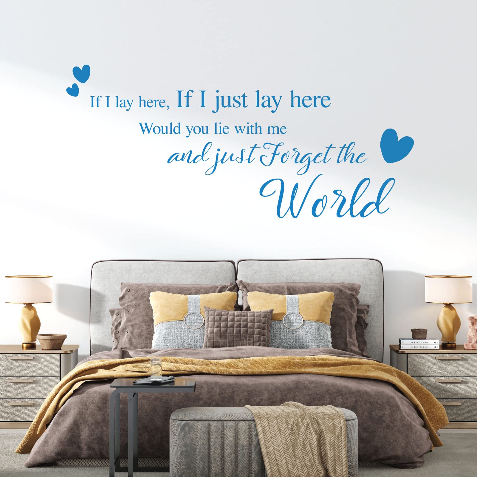 If I Lay here... Would You Lie with me and just Forget the World - Wall Quote, Wall Art Sticker [Large] [Ocean]
