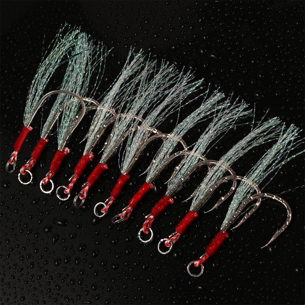 10Pcs Fishing Assist Hooks Cast Jigs Assist Hook Carbon