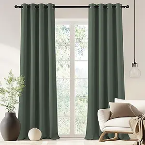 NICETOWN Blackout Drapery Curtain Panel 90 inches Long - Window Treatment Thermal Insulated Grommet Blackout Curtain/Drape for Bedroom Living Room (Dark Mallard, 1 Panel, 46 by 90 inches)