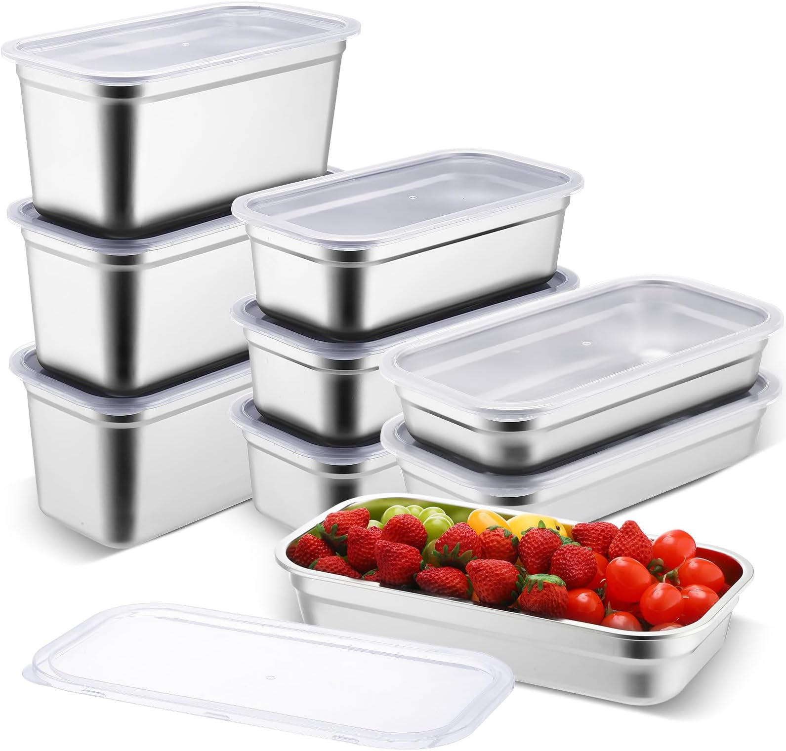 Amazon.com: Suttmin 8 Pcs Stainless Steel Food Storage Containers with ...