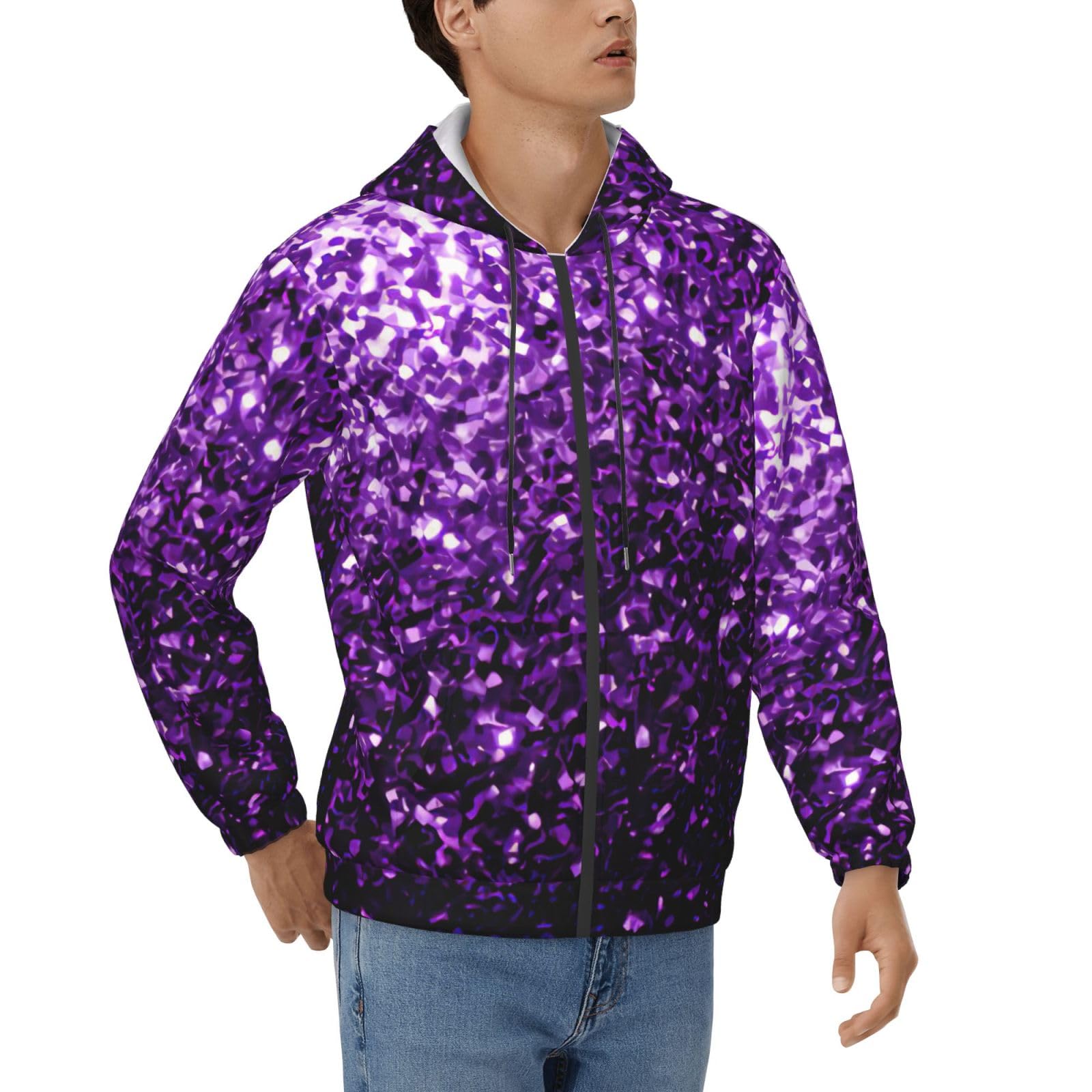 Sweat à capuche violet homme : pull doux décontracté pour automne et hiver - 8