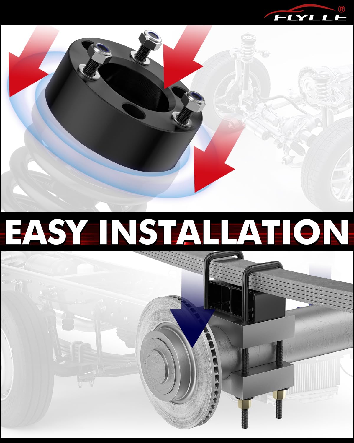 Leveling Lift Kits Kompatibel mit F150, 3 Zoll vorne + 2 Zoll hinten Strebe Abstandshalter Nivellierset für 2004-2019 F150 2WD 4WD