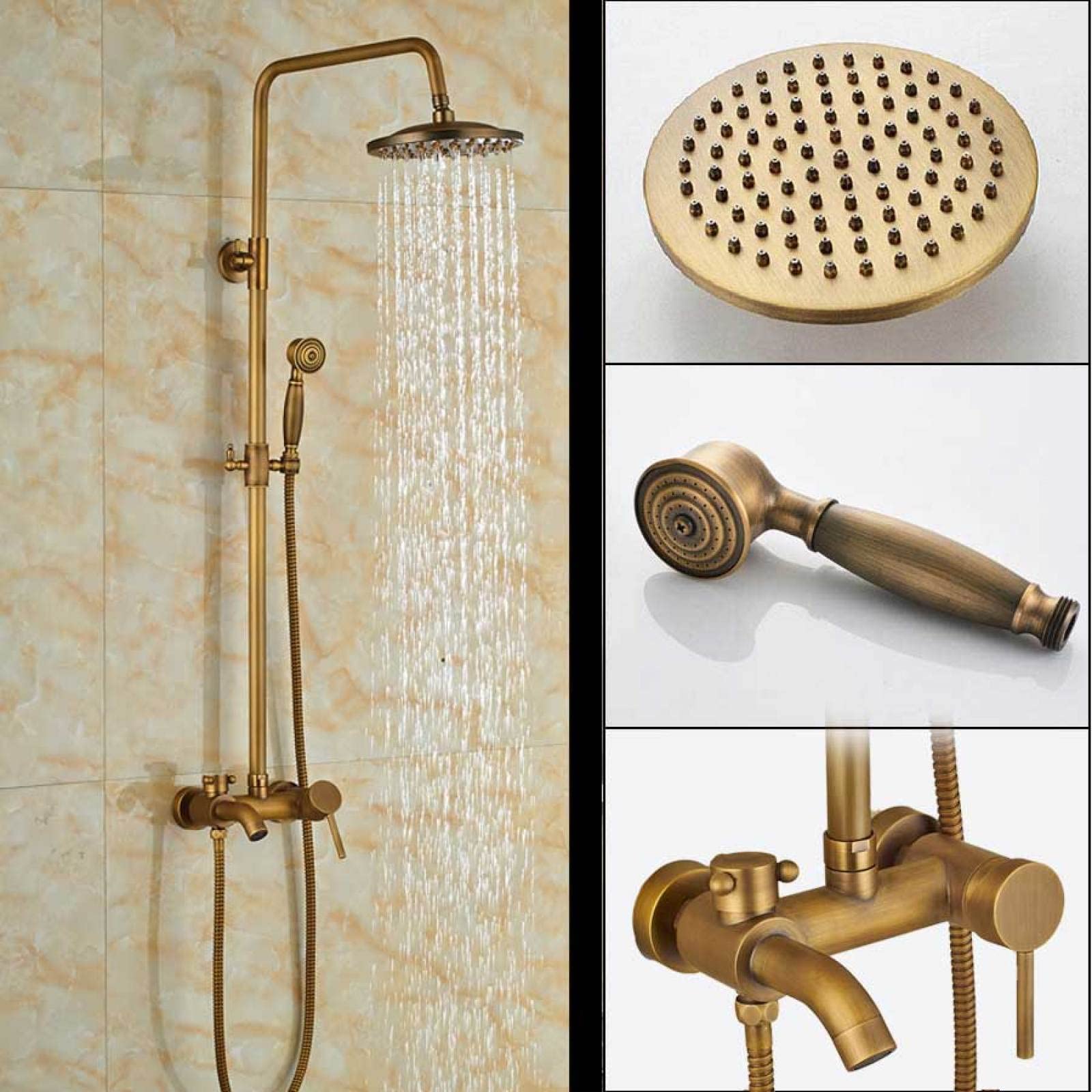 Mitigeur Bain-Douche avec Pommeau Effet Pluie Encastré et Douchette
