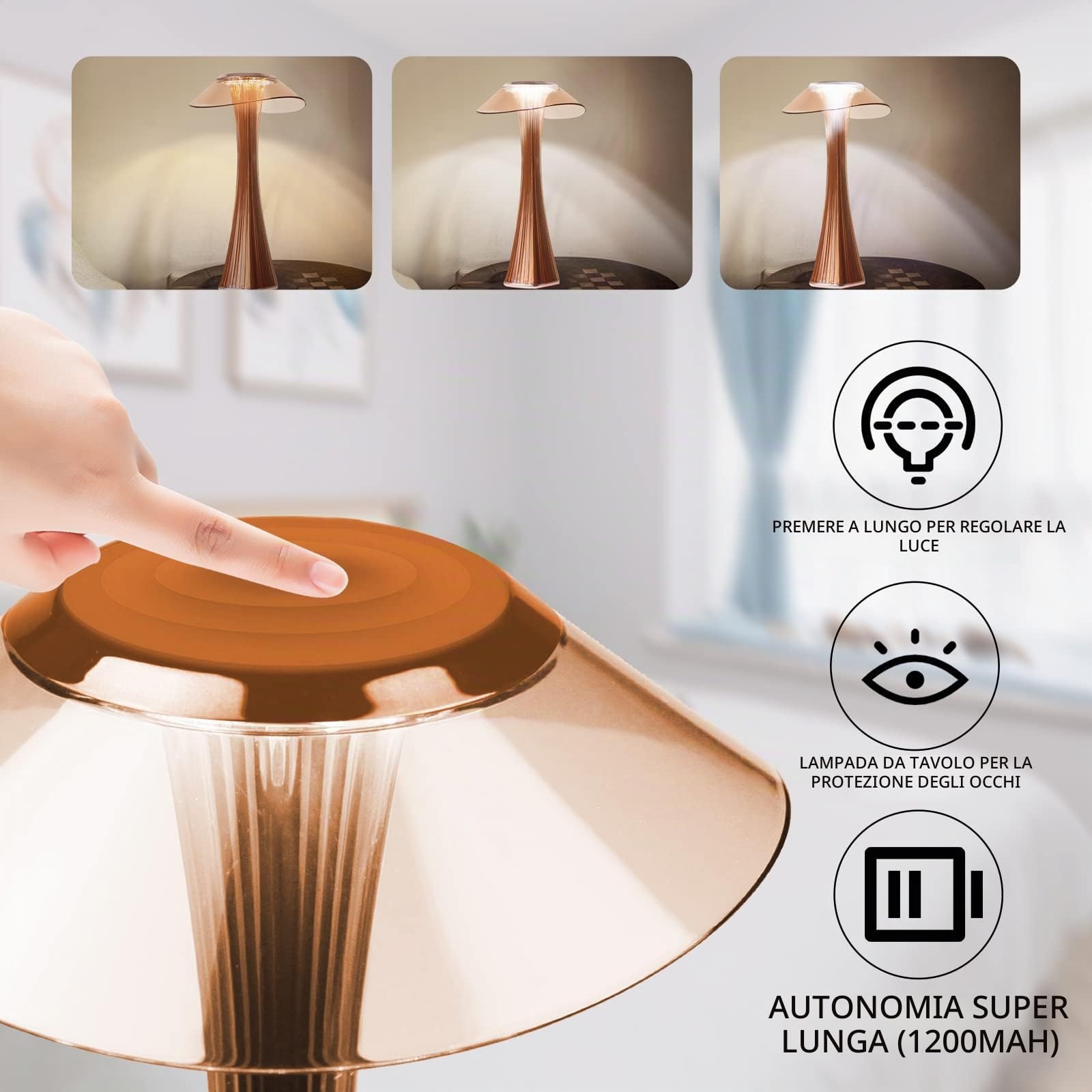 GreenCC - Lampada da tavolo ricaricabile con USB, semplice lampada a LED, per studenti e studenti, per camera da letto, comodino e comodino, ideale come regalo per uomini, donne, adolescenti, bambini