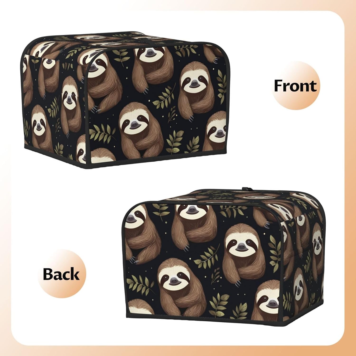 Naughty Sloth Baby Print 4-Slice Toaster Cover Kitchen Appliance For Bread Home Protector Daily Usability image 3