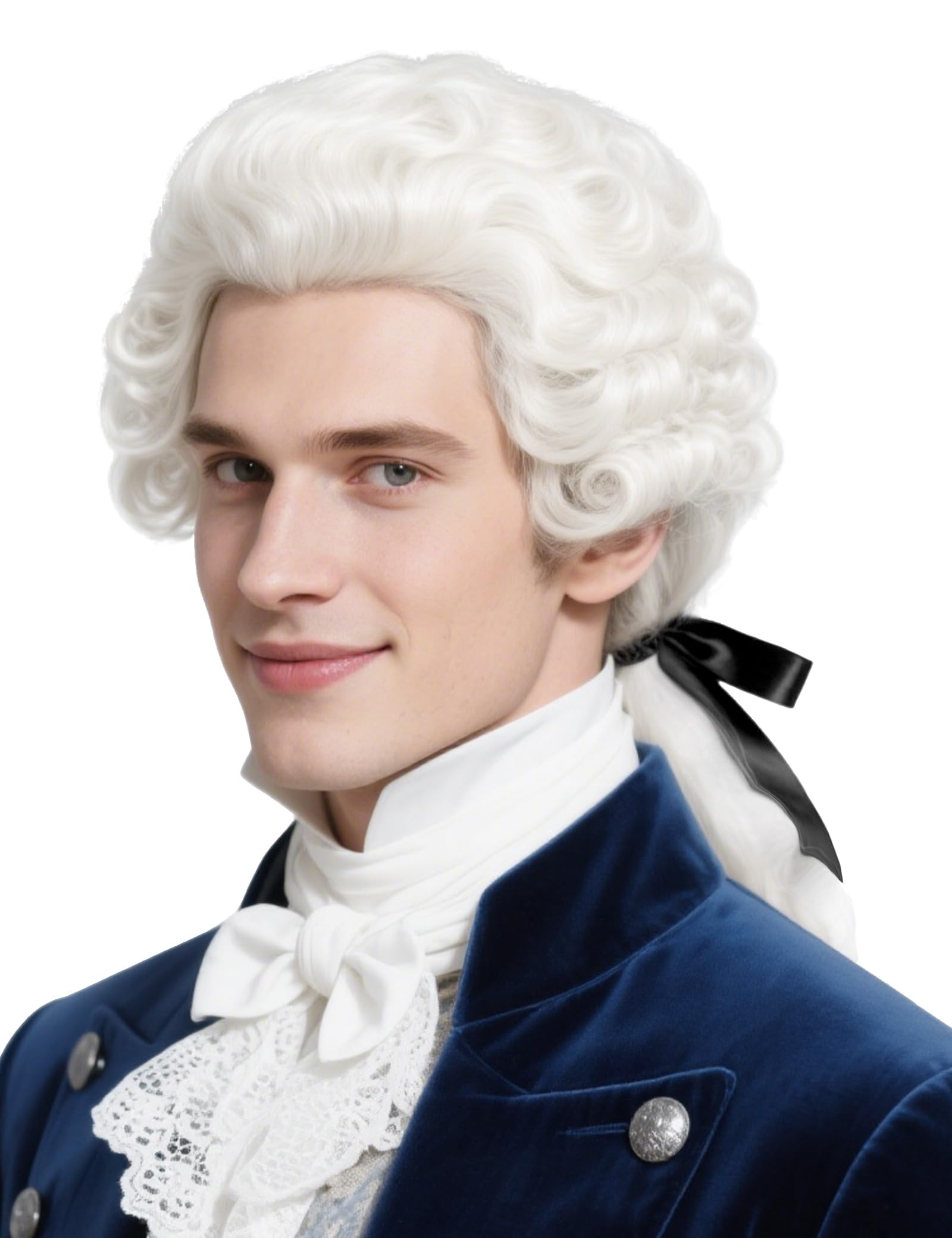 LETIME Colonial Judge Wig 18th Century Powdered Wavy Wig for Men Adult