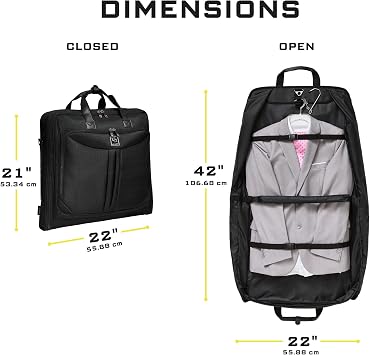 ZEGUR Premium Suit Garment Bag Carry On - Hangs 4 Suits - Travel & Business with Shoulder Strap and Laptop Compartment