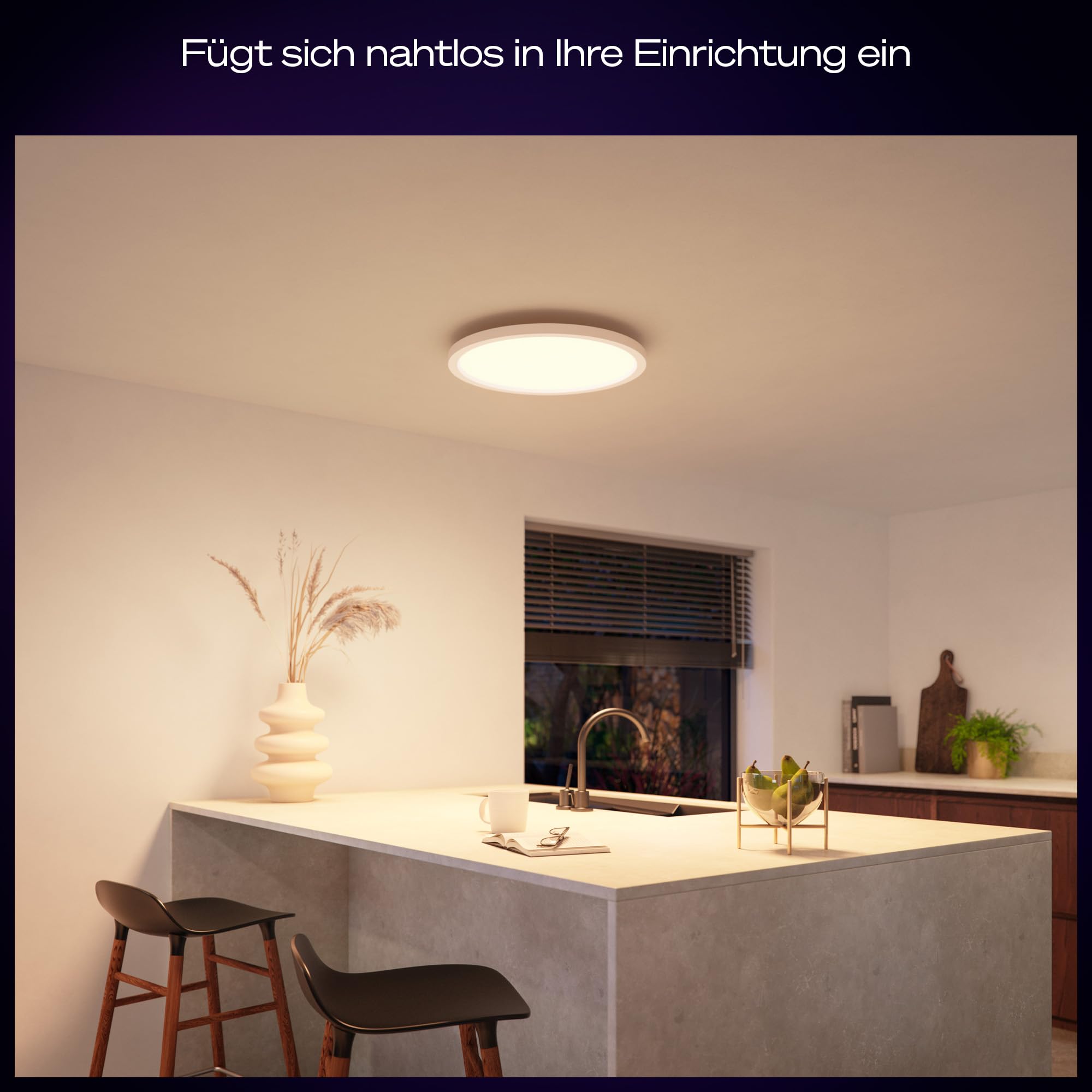 Philips Hue Devote Smart LED-Panel-Licht rund 30 cm 16,6 W 2000 Lumen weißer Rahmen