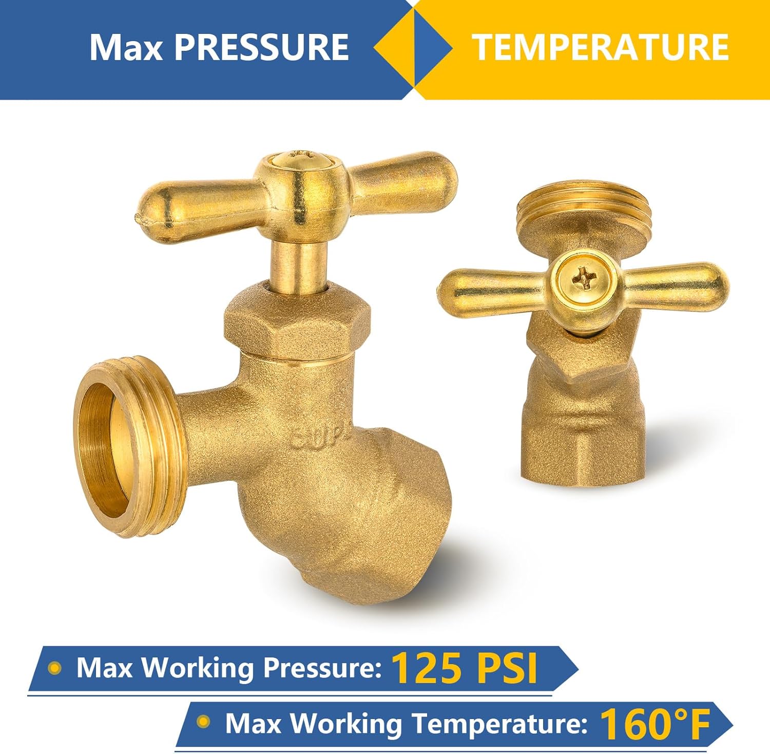10PCS GUOFIS Hose Bibb Valve,3/4" FIP Inlet X 3/4" MHT Brass Garden Valves,No-kink(BIBCOCK010-10Pack)