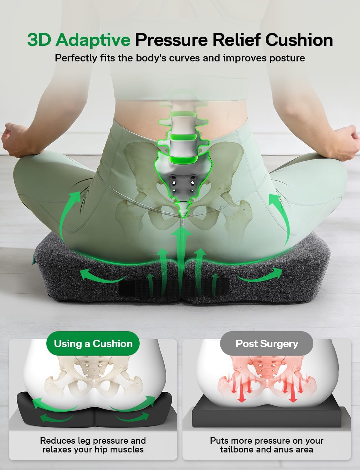 Medisana Memory Foam Bed Sore Seat Cushion for Butt, Tailbone Pain