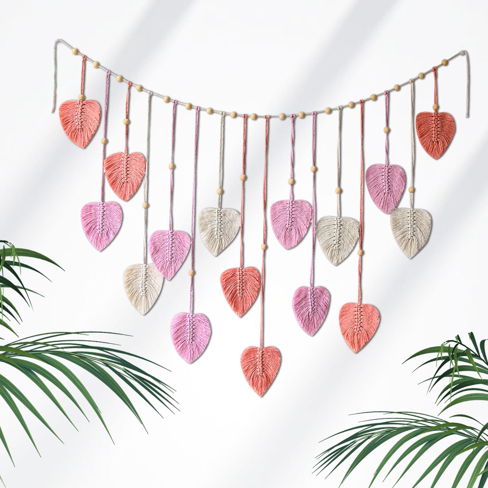 Arazzo Da Parete In Macramè Bohémien - Foglia Arte, Cotone Intrecciato A Mano, 120x75 Cm, Decorazione Per Camera - Foto 10