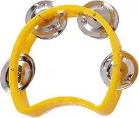 Pandeiro Infantil Meia Lua Pandeirola Profissional Colorido Para Criança Percussão Musical em ABS Instrumento de Mão Zaidan's (Amarelo)