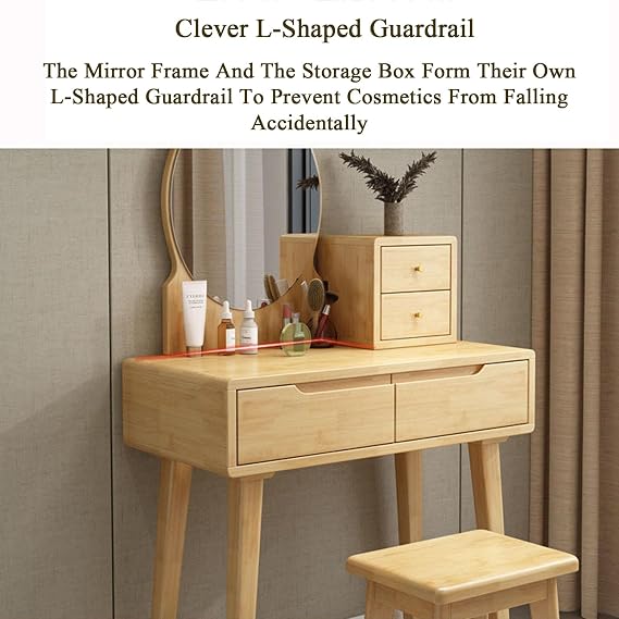 JATIBOSH Makeup Vanity Table Set with 3 Modes Adjustable Lighted Mirroran and 1 Matching Stool, Makeup Table for Girls Women Bedroom Furniture