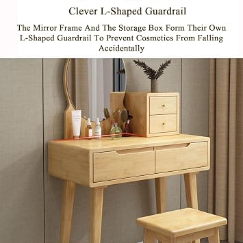 JATIBOSH Makeup Vanity Table Set with 3 Modes Adjustable Lighted Mirroran and 1 Matching Stool, Makeup Table for Girls Women Bedroom Furniture