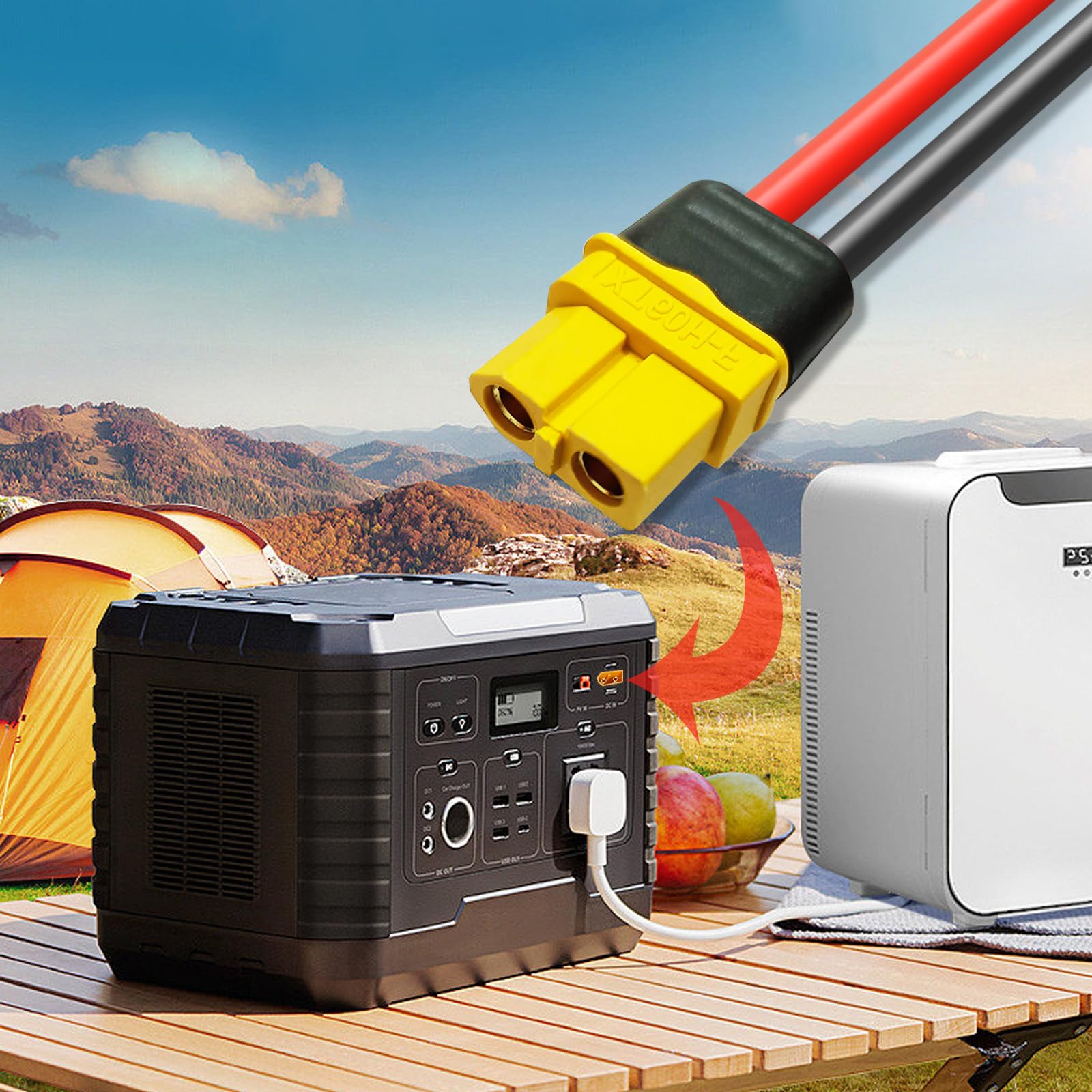 Solarny kabel do ładowania 0,6 m/3 m, wtyczka solarna na wtyk XT60, adapter do panelu słonecznego, do EF DELTA 2 i River Pro MAX Powerstation 757 Powerhouse Solar Generator (3 m)