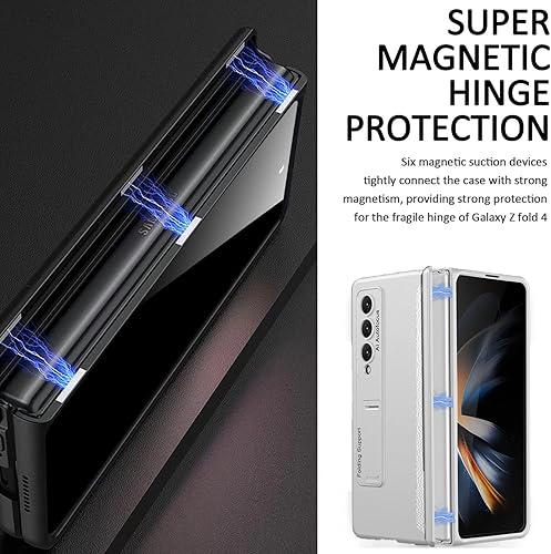 Miniatura 3 de Miimall Funda para Samsung Galaxy Z Fold 4 con protector de pantalla de privacidad, soporte ajustable integrado y protección magnética de bisagra,
