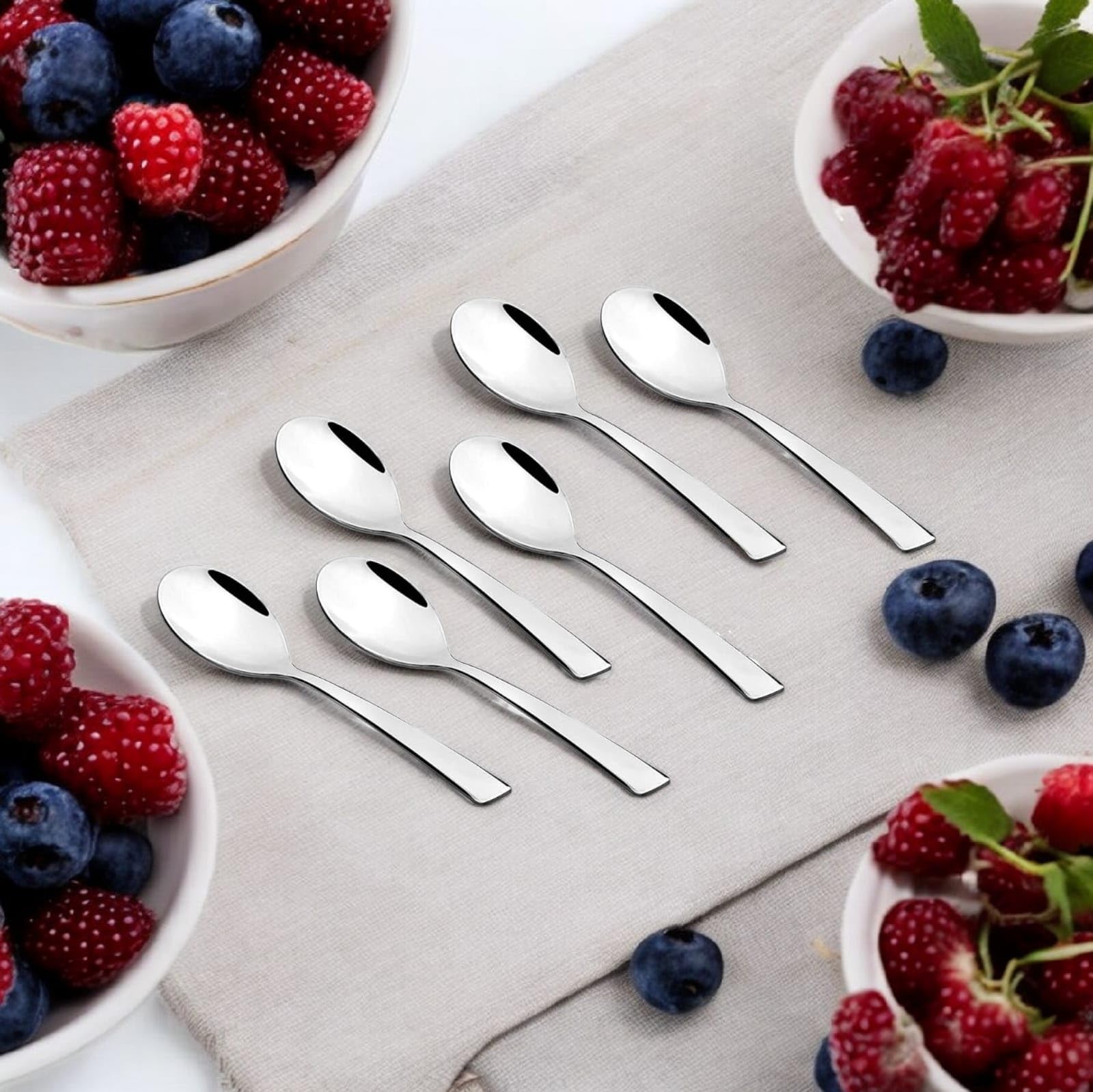 Montavo by FnS 6 Pieces Stainless Steel Tea Spoon Set for Tea, Coffee, Sugar & Spices, Small Spoons | Premium Cutlery | Dishwasher Safe Tableware, Home, Kitchen, Dining & Gifting (Trendz Design) 3