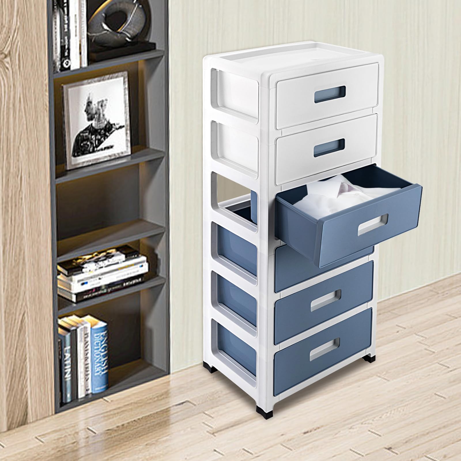 Cassetti in plastica, carrello con 6 cassetti 35 * 26 * 83,5 cm, armadio con cassetti, torre portaoggetti, organizer per cassetti, armadio, guardaroba per bambini