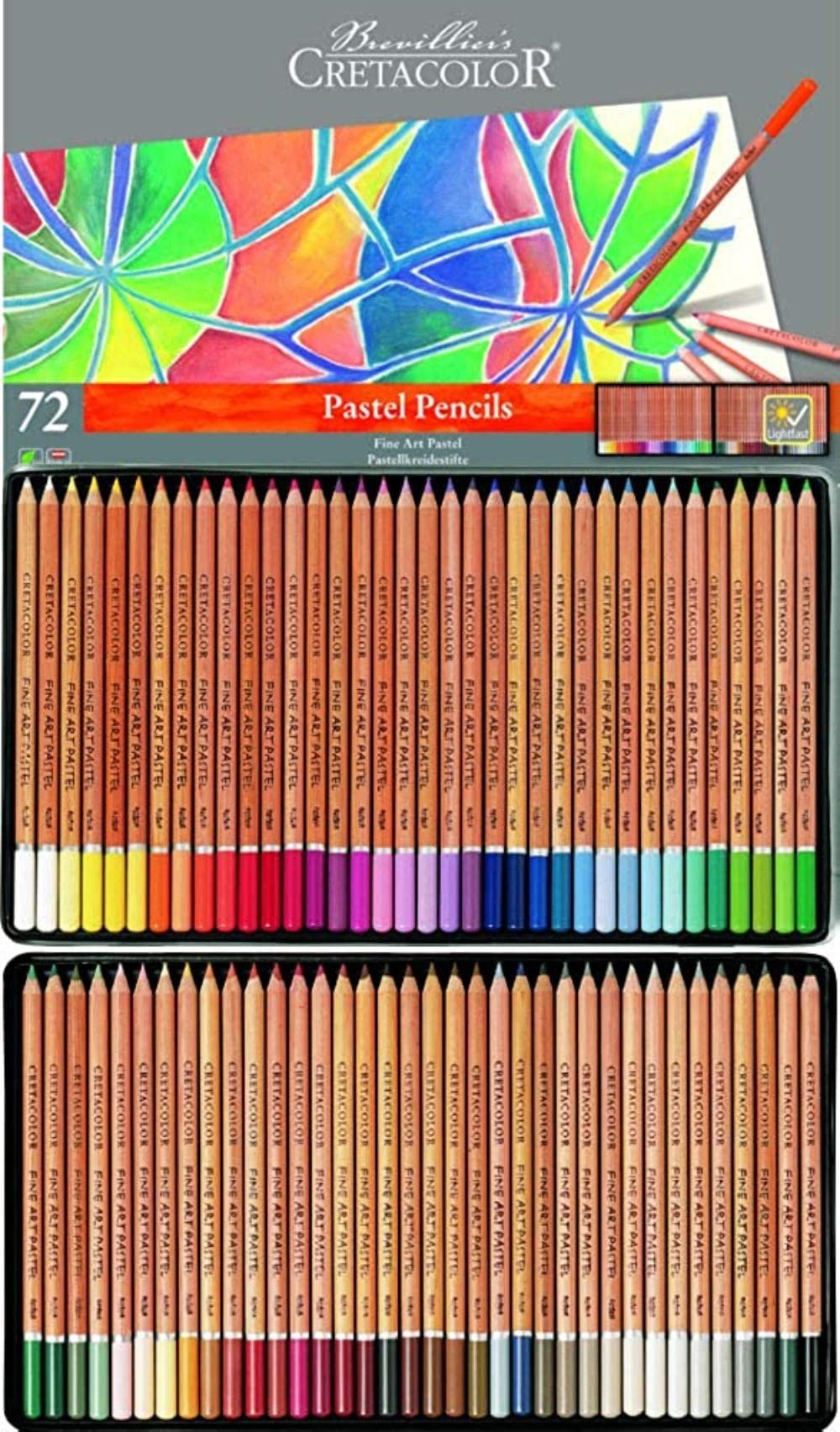 CRETACOLOR Fine Art Pastellstifte-Set, 72 Stück (in einer eleganten wiederverwendbaren Blechbox) | Blau