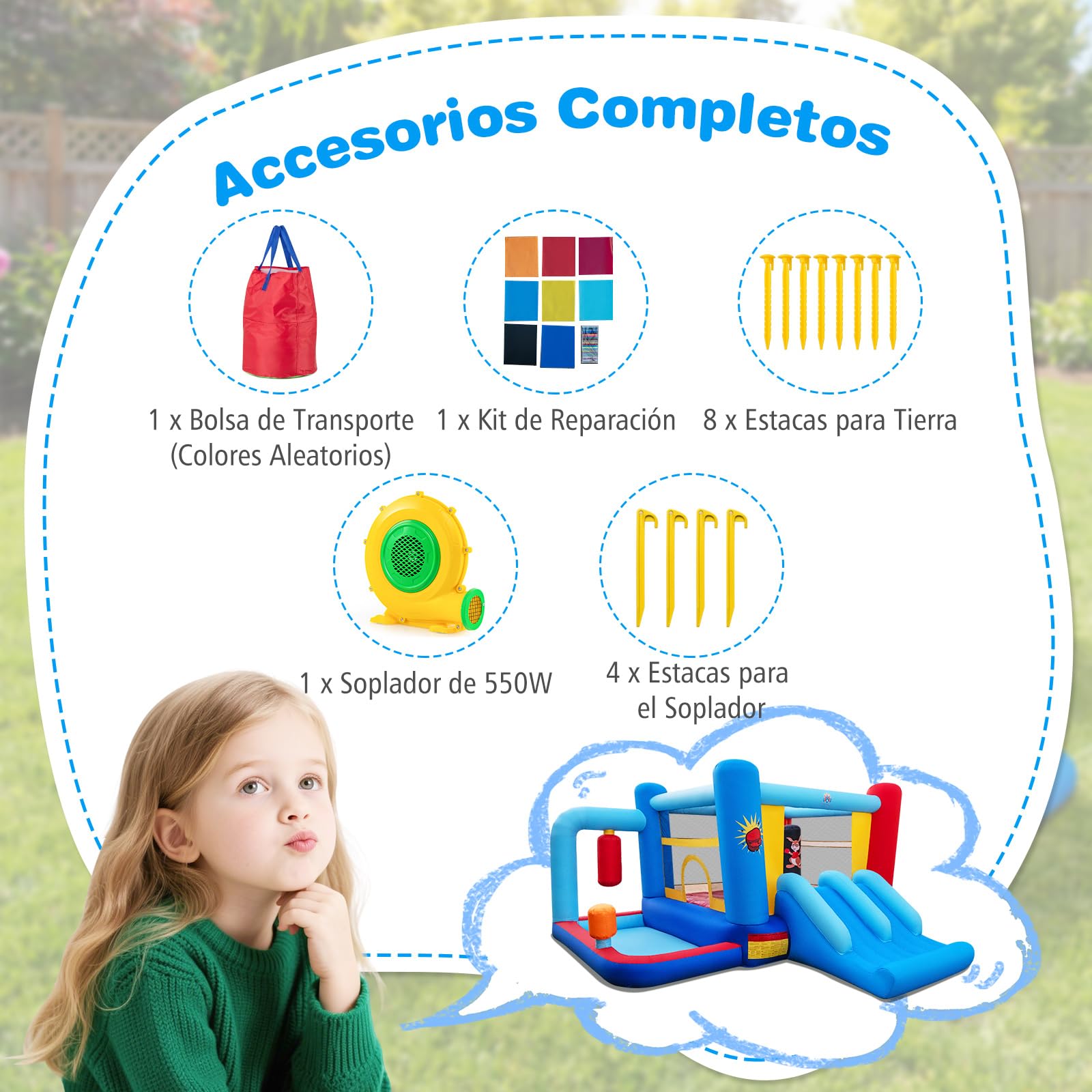 COSTWAY Castillo Hinchable Infantil en Forma de Ring de Boxeo,402x385x206cm