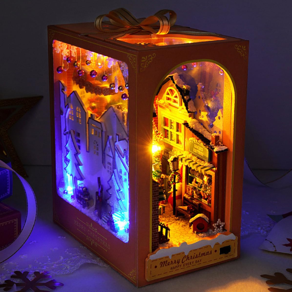 Abaodam Casa in Legno 3d Fai da Tc38, Arancia, Natale