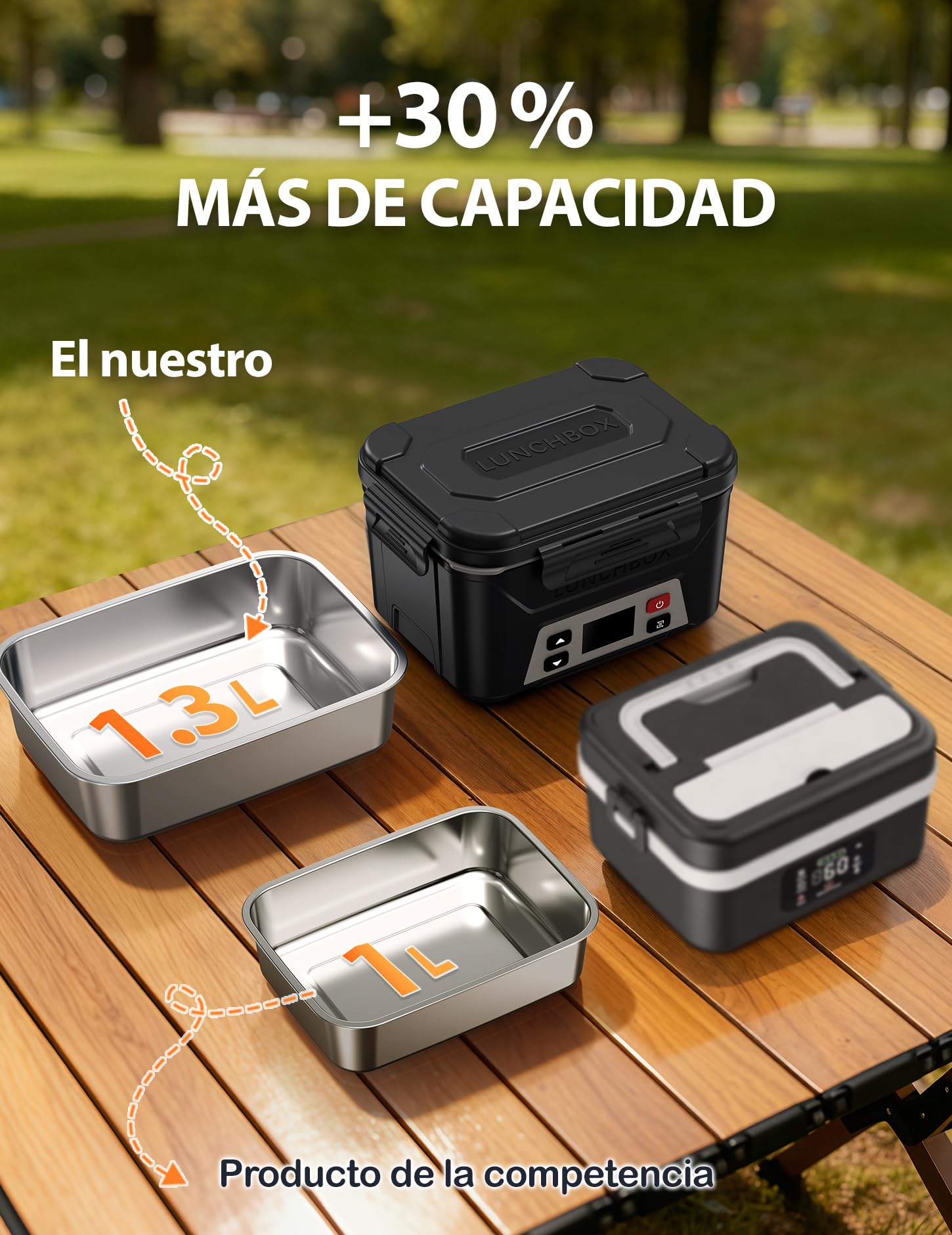Docusvect Fiambrera Electrica con Bateria, Fiambreras Comida Trabajo con Calentamiento Programado, 1,3 L Taper Electrico para Comida con Divisores Extraíbles y Bolsa Térmica | Fiambreras Comida Trabajo con Calentamiento Programado, 1,3 L Taper Eléctrico p
