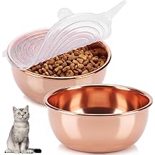 Waydress 2 Pack Small Copper Pet Bowl, Water Bowl with Silicone Lids