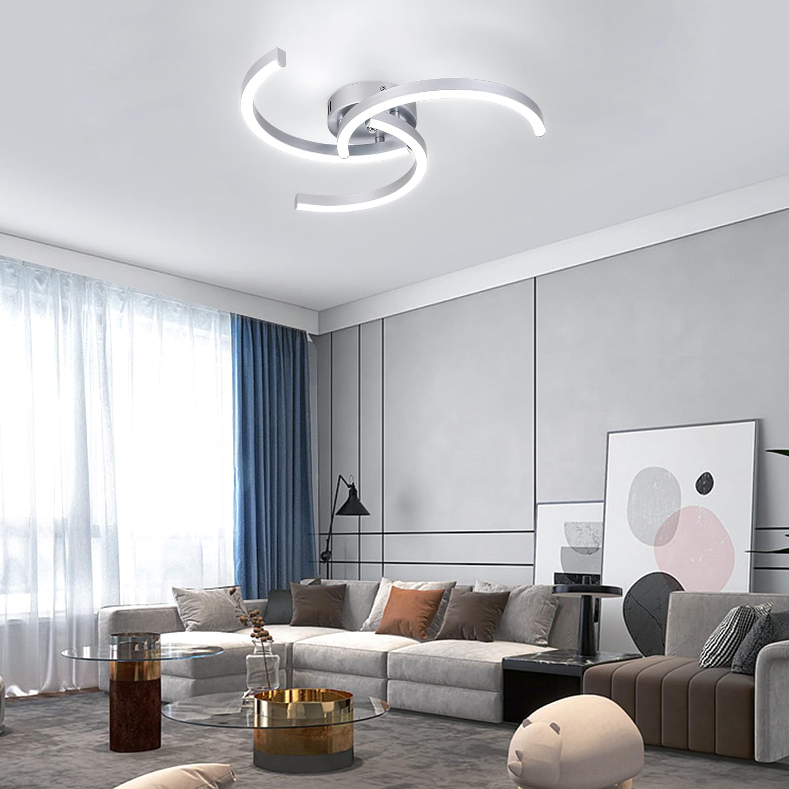 Lampadario Da Soffitto, Plafoniera LED 36W 3240lm, Lampadario LED Design Trifoglio Per Camera Da Letto Soggiorno Sala Da Pranzo Acrilico Bianco Lu 86809151