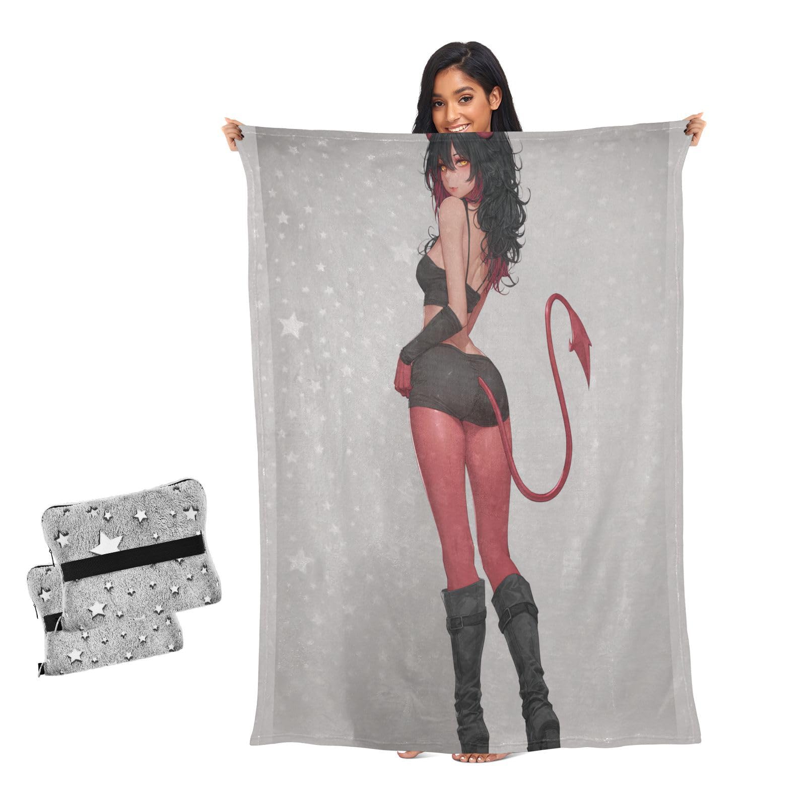 Couverture rouge cool avec motif démon maléfique pour canapé et salon