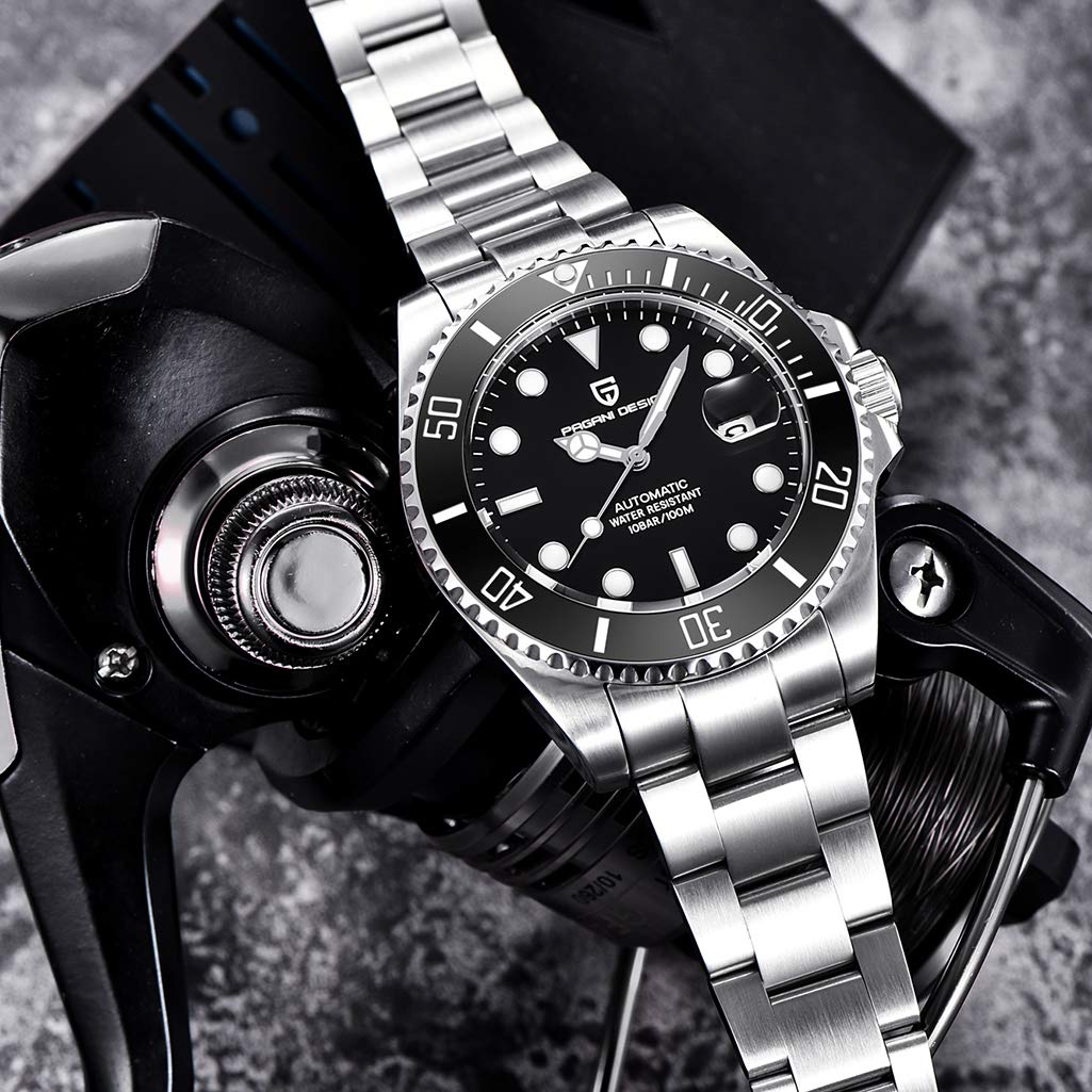 Pagani Design Elegante Herren Automatik Mechanische Uhr 43MM Japan NH35 Automatikwerk Aufziehen Keramik Lünette Edelstahl Wasserdicht Business Sport Armbanduhr Datum