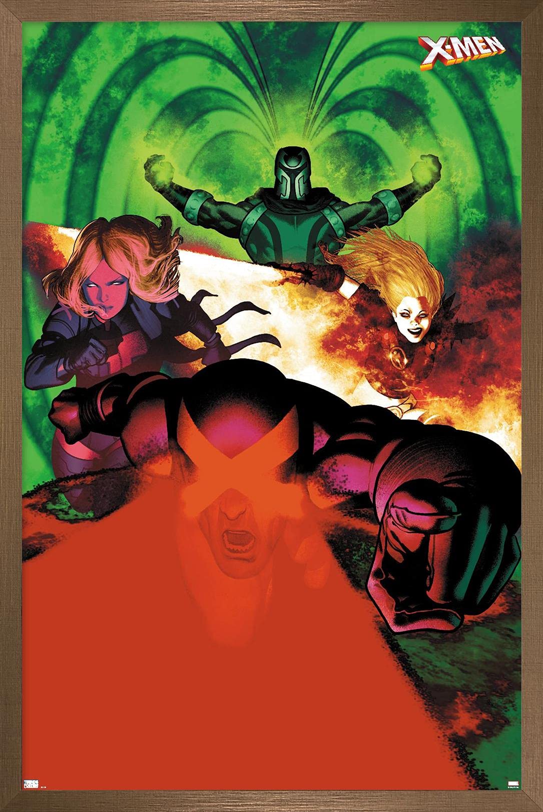 Trends International Marvel Comics-The X-Men-Emma Frost Magneto Magik Cyclops Wall Poster, 22.375" x 34", Bronze Framed Version