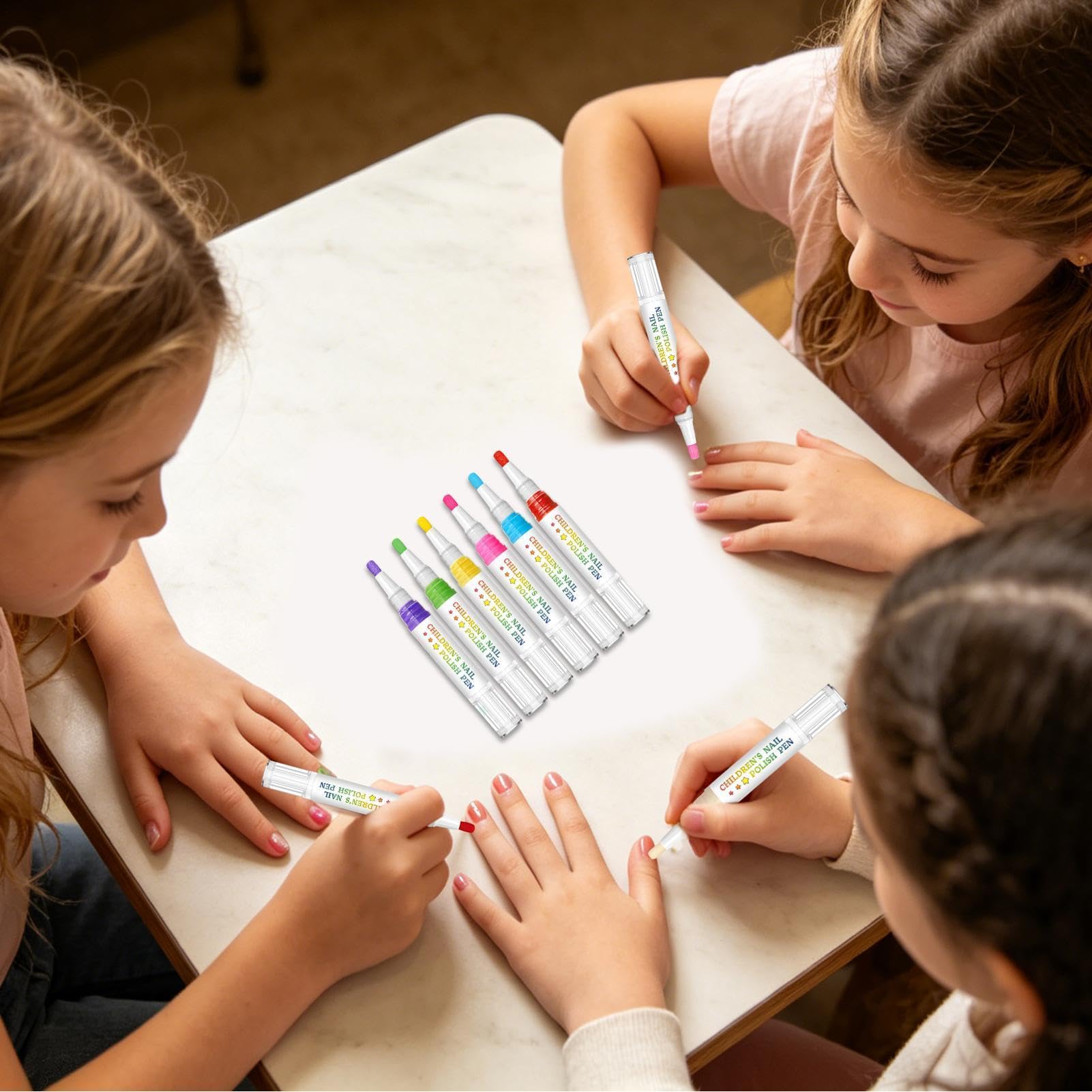 Lápices de esmalte de uñas para niños, 6 colores, de secado rápido, resistente al agua, para uñas de dedos, para manicura, cumpleaños, Navidad, niñas y uñas